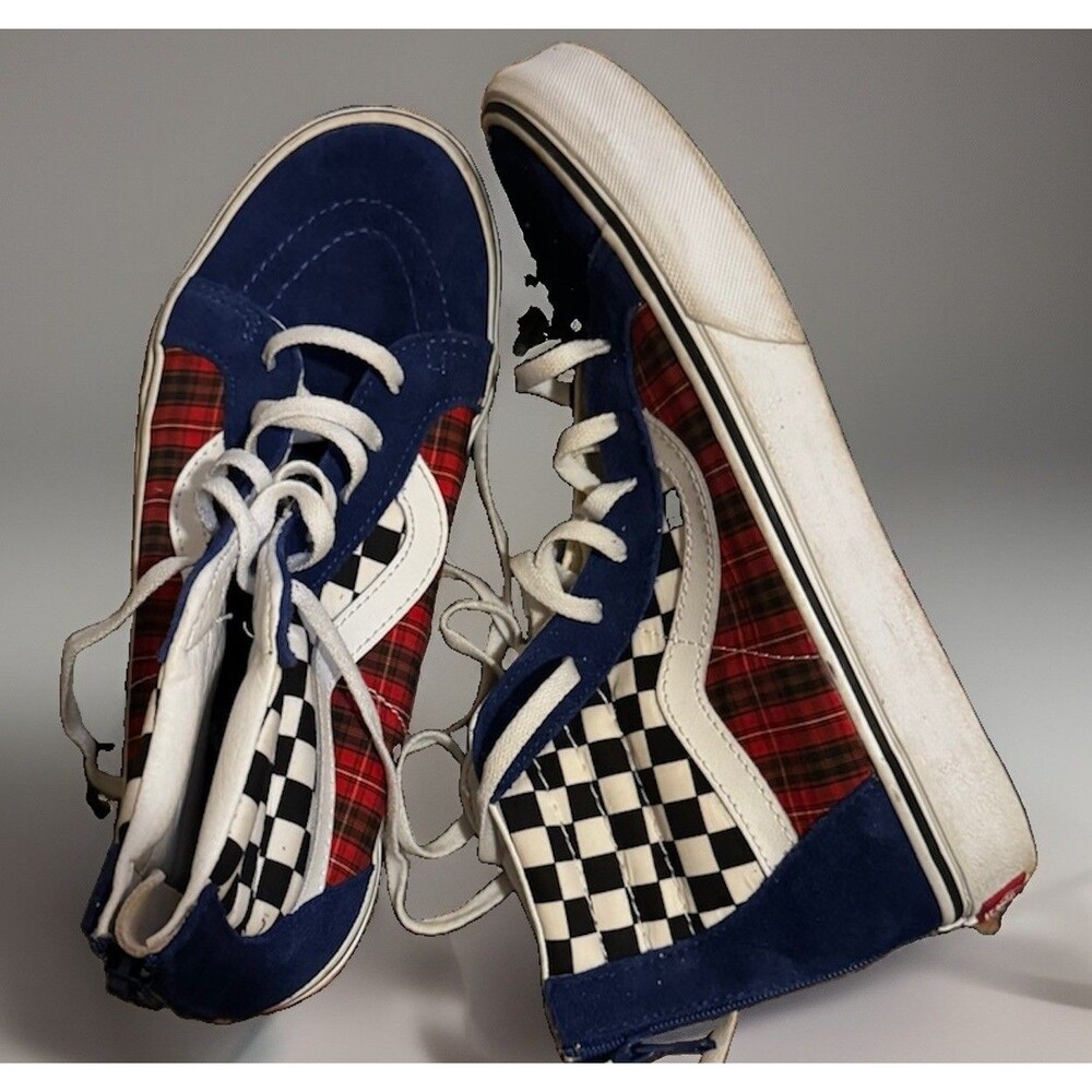 VANS Old Skool Off the Wall Sk8Hi Top Checkerboard Zipper Sneakers Kids Size 6